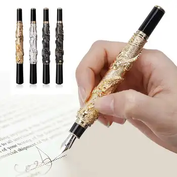 

Vintage Fountain Pen Double Dragon Playing Pearl 3D Embossed Fountain Pens for Office school supplies Students Men luxury Gift