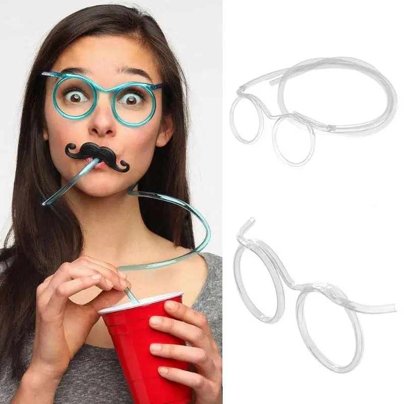 Summer Straw Glasses Drinking straws Flexible Soft Plastic Glasses Straw Kids Party Unique Drinking Tube Tools