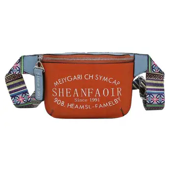

2019 Fashion Women Letter Print Shoulder Bag PU Leather Waist Fanny Chest Bags Vintage Embroidery Strap Zipper Fanny Pack