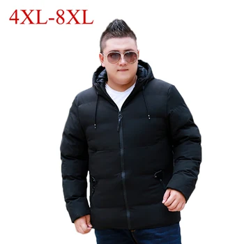 

2018 new brand thicken winter jacket men light hooded clothing black green coat plus size 10XL 8XL 6XL 4XL down parka