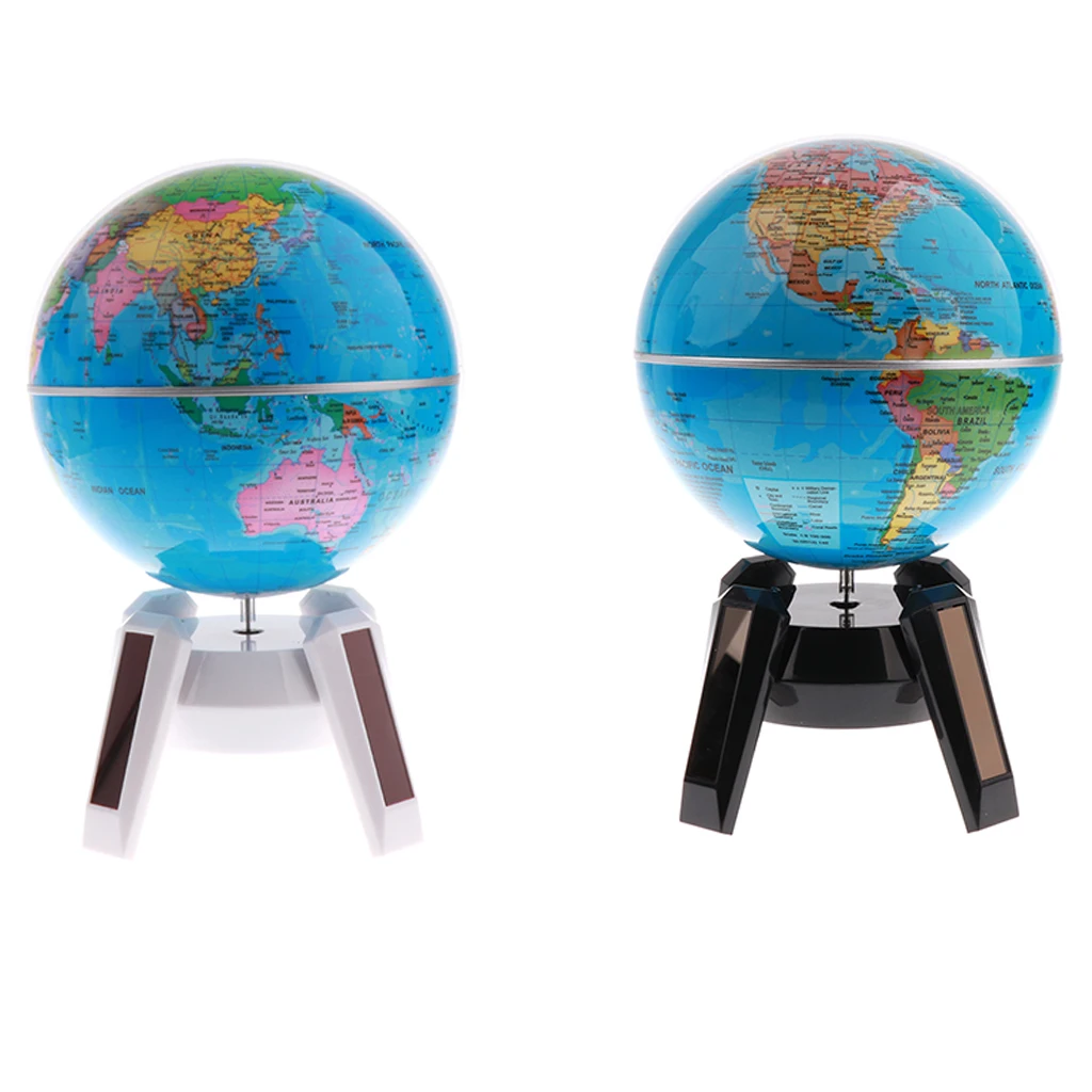 

14cm Solar Powered Self Rotating Globe Geographical World Map for Children Student Adult Educational Toy Desktop Decor Gift