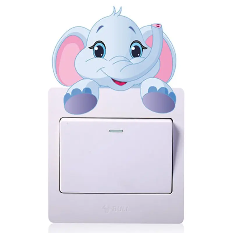 

Cute Animals Elephant Light Switch Sticker Remoable Wall Sticker For Kids Home Decal Murla Decor