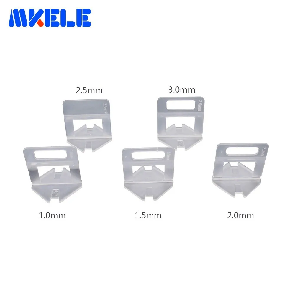 

100pcs Tile Leveling System Clips Kit Wall Floor Tile Spacer Tiling Tool 1mm 1.5mm 2mm 2.5mm 3mm Transparent Disposable PVC Base