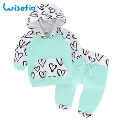 Wisefin/комплект одежды для новорожденных девочек, осенне-зимняя детская одежда с длинными рукавами для девочек, одежда с принтом сердца для