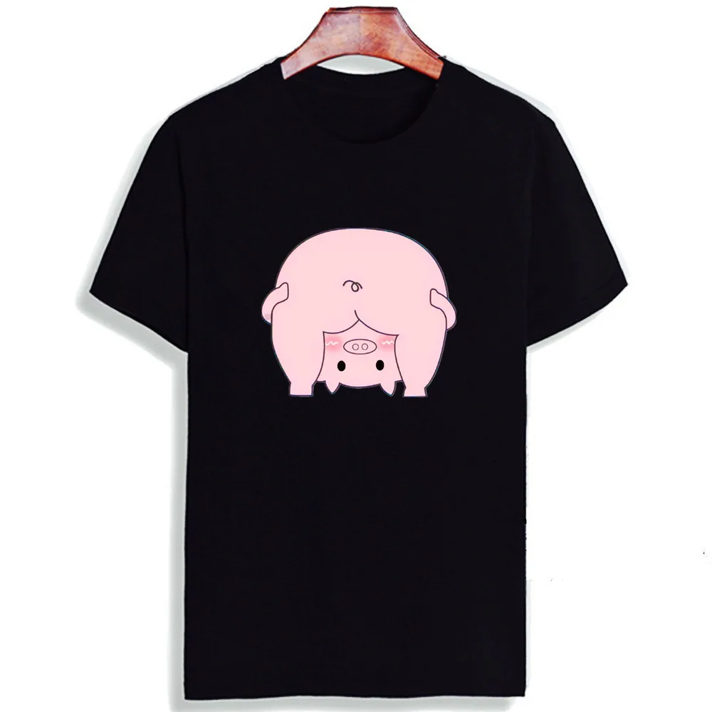 Preise Ästhetische Paar Kleidung Lustige T shirt Schöne Schwein und Frosch Cartoon Kunst Baumwolle O Neck T Shirt Plus Größe Kurzarm marke Weibliche