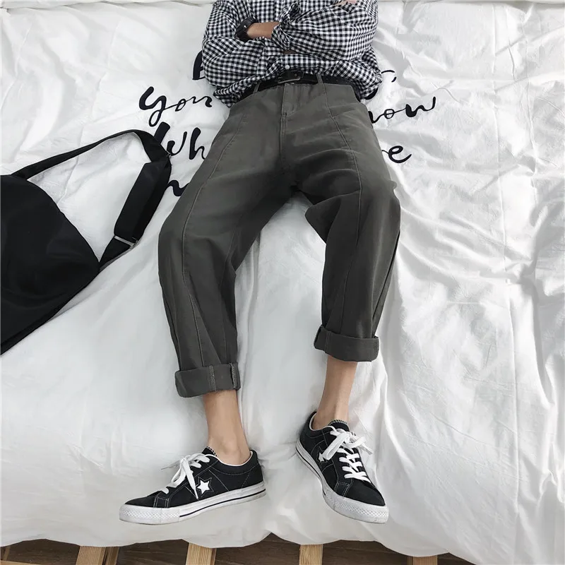 Men's Trousers 2019 Summer New Solid Color Contrast Trousers Casual Pants Straight Nine Points Pants Youth Casual Men's Clothing Men's Trousers 2019 Summer New Solid Color Contrast Trousers Casual Pants Straight Nine Points Pants Youth Casual Men's Clothing