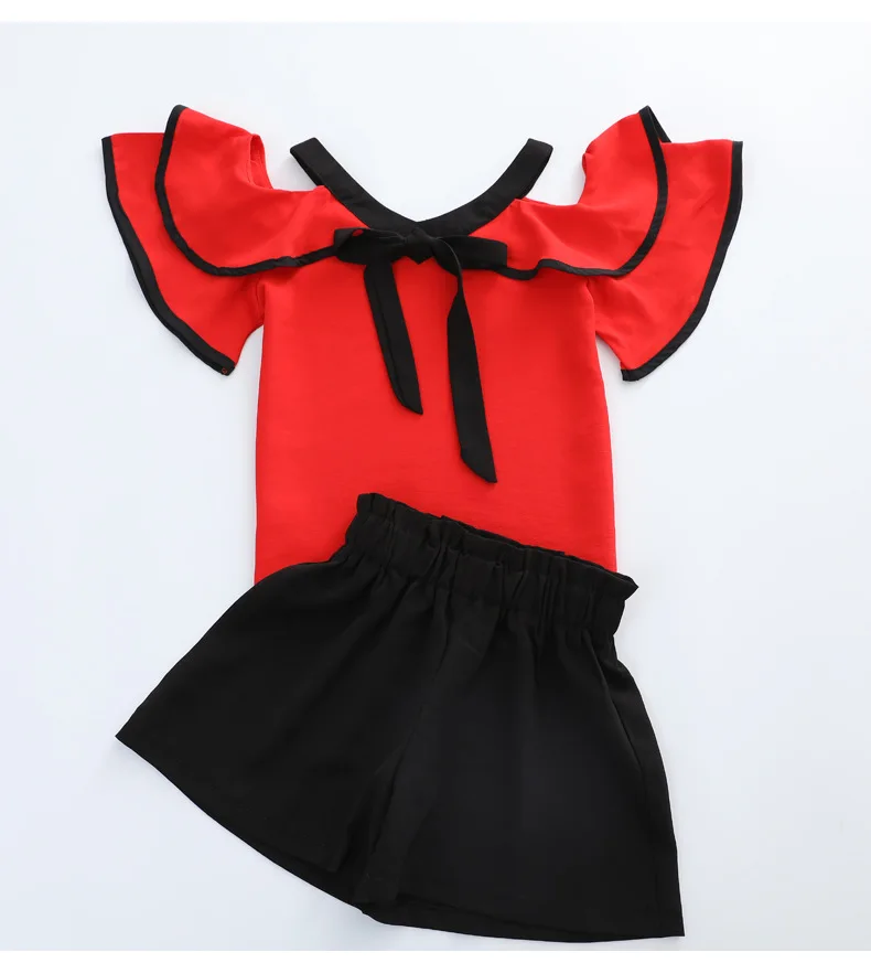 

Teenage Girls Chiffon Off shoulder Blouse & Loose Shorts 2019 Summer Children Clothing Sets Teens Kids Outfits 3 4 6 8 10 12 14