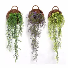 Пластиковая Зеленая лоза, подвесное растение, искусственные плакущие ивы, настенный домашний декор, украшение для балкона, гирлянда, цветочная корзина, аксессуары