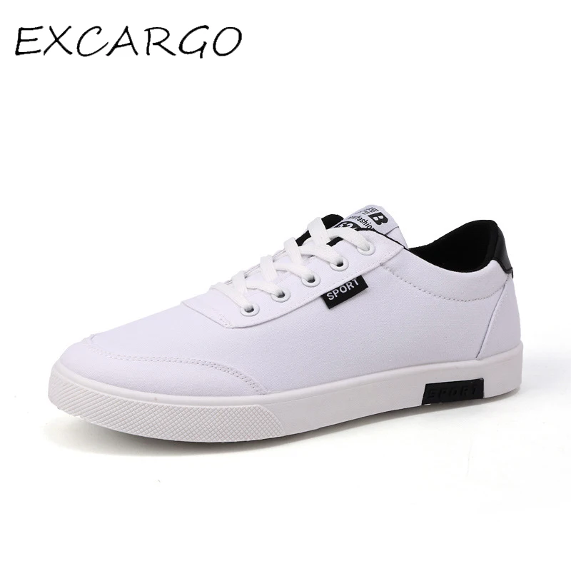 EXCARGO Black Sneakers Men Canvas Casual Shoes 2019 Spring Flats Vulcanize Casual Sneakers For ...