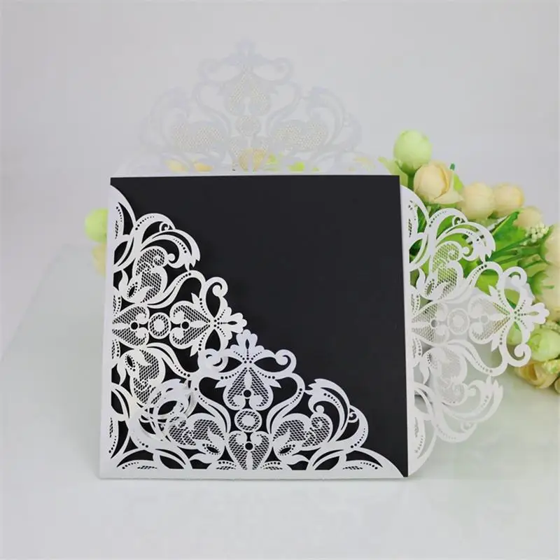  10pcs Hollow Out Wedding Invitation Cards Wedding Birthday Shower Party Paper Cards Greeting Card - 32970021303