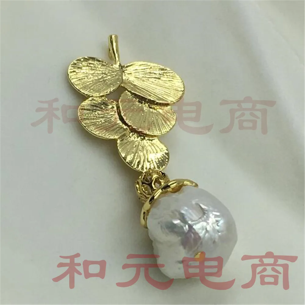 

Pendant party REAL DIY natural Cultured 11-12 MM white ROUND PEARL PENDANT NECKLACE hand-made Luxury AAA+ Mesmerizing GOLD