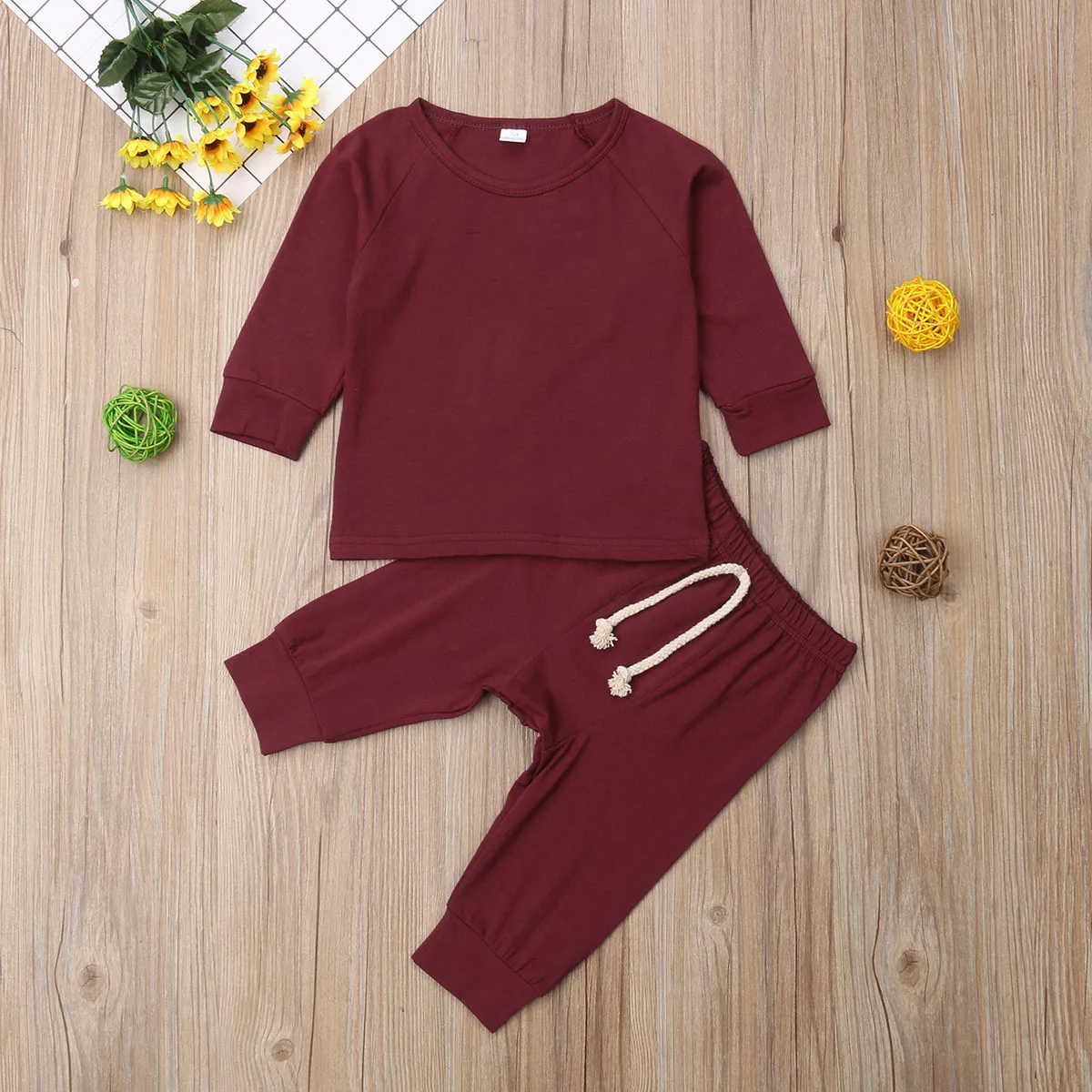 Cotton Baby Kids Newborn Pajamas PJs Sets Xmas Casual Sleepwear Nightwear Tops+Pants Clothes Set