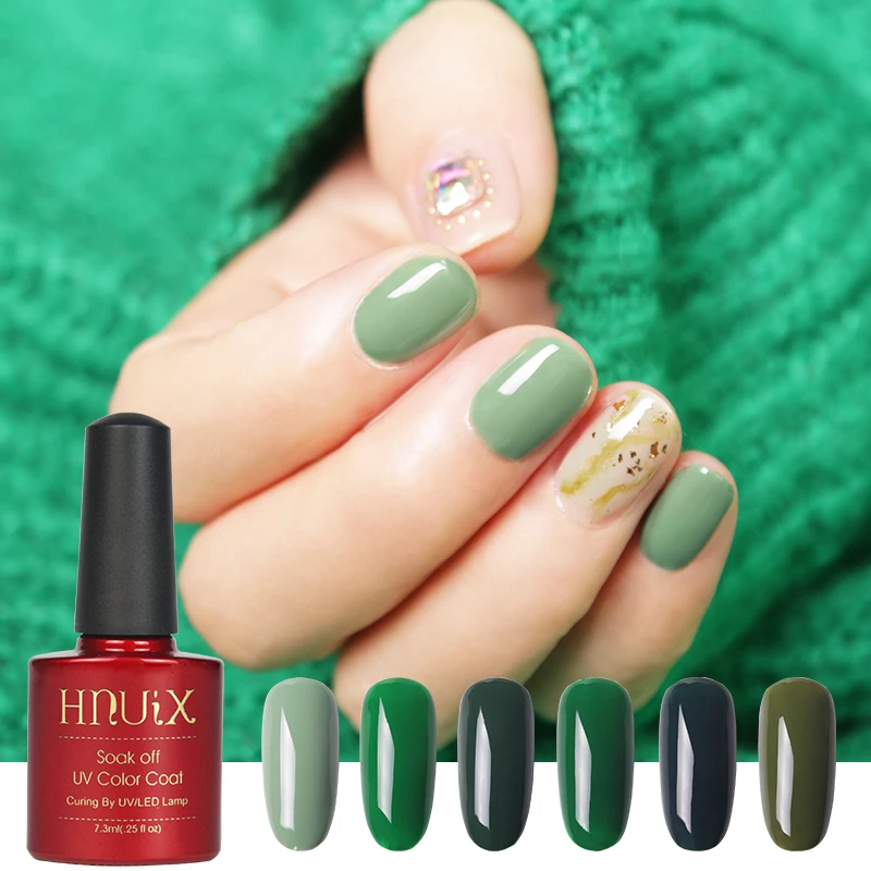 HNUIX гель 1 s зеленый цвет 7,3 мл; Гель-лак для ногтей Декоративный Лак для ногтей Красота необходимо Топ Базовый УФ светодиодный полу постоянный высокое качество лака для ногтей