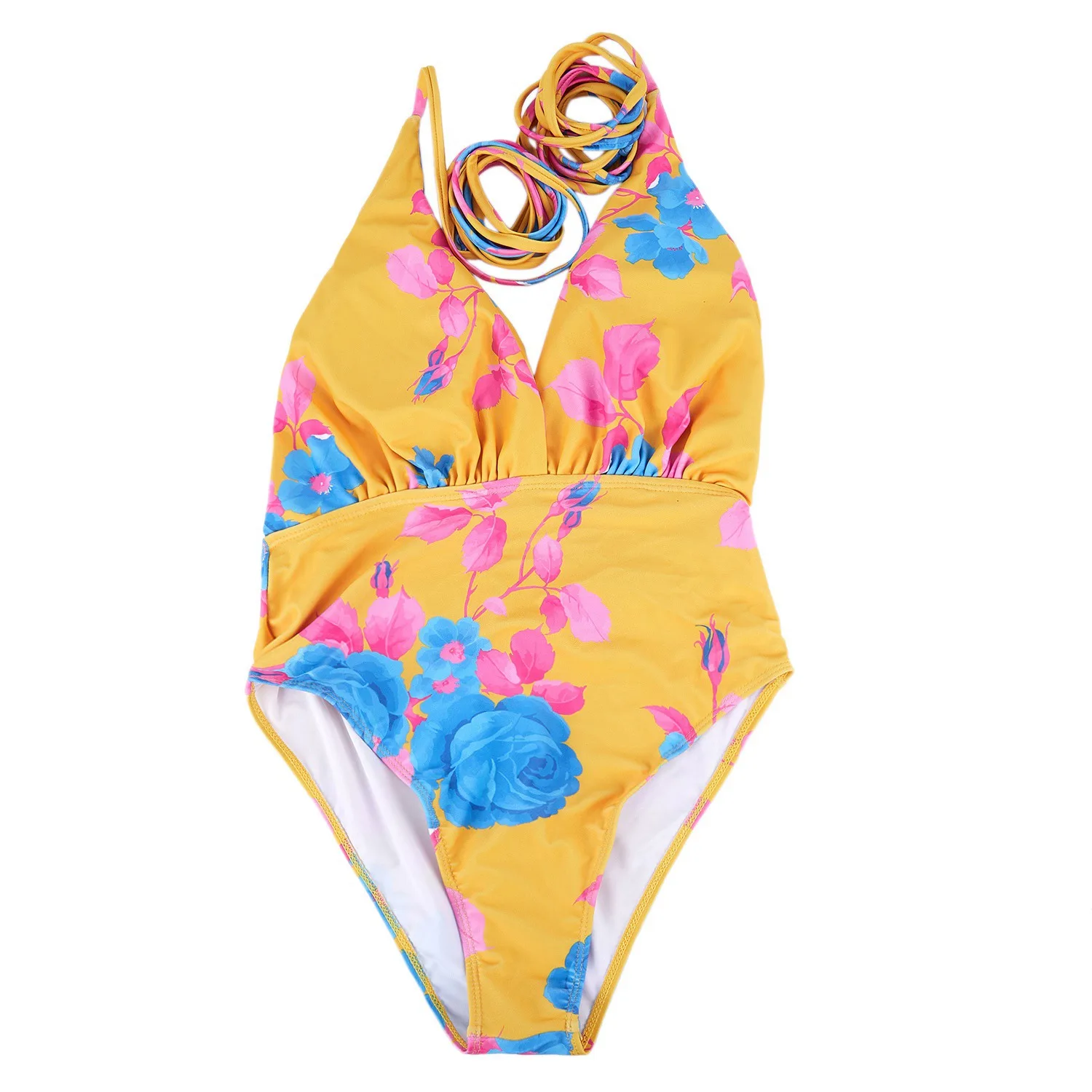 

One Piece Swimsuit Women Swimwear Push Up Monokini Tie Up Swim Suit Bodysuit Bathing Suit Summer Beach Wear