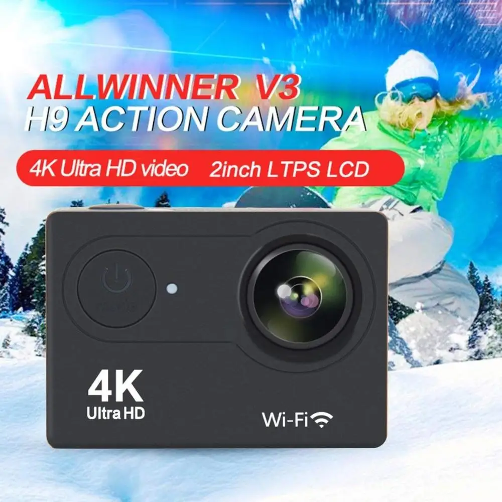 Цифровая спортивная видеокамера Wi Fi 4K Ultra HD 1080P Водонепроницаемая мини для