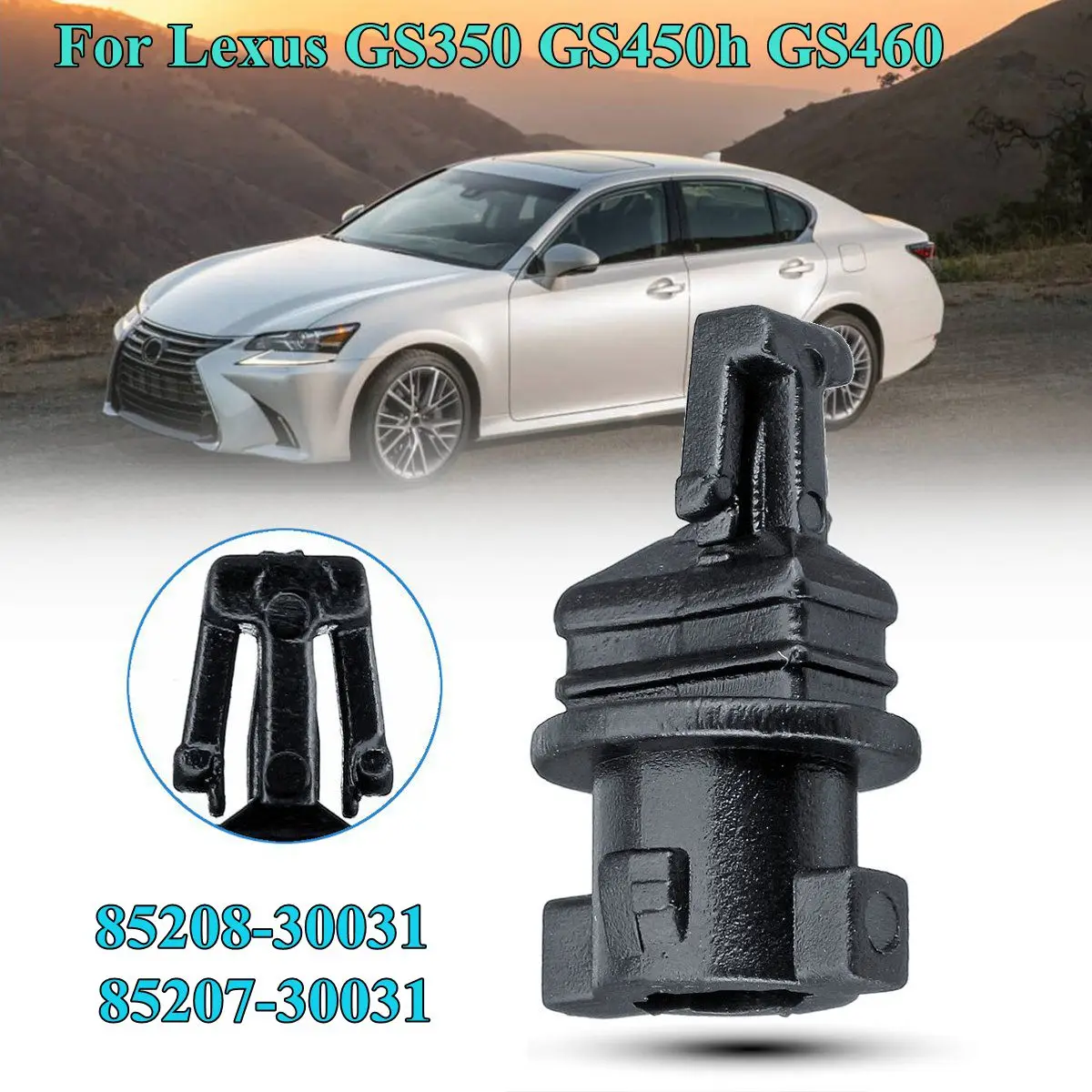 

2X Front Headlight Headlamp Washer Nozzle Cover Clips for Lexus GS300 2006 GS350 2007-2011 GS430 2006-2007 GS450h 2008-2011