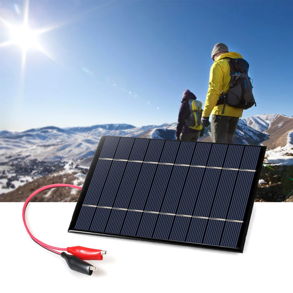 2,5 Вт 5 В поликристаллического кремния панели солнечных батарей с крокодил солнечных батарей для DIY зарядное устройство