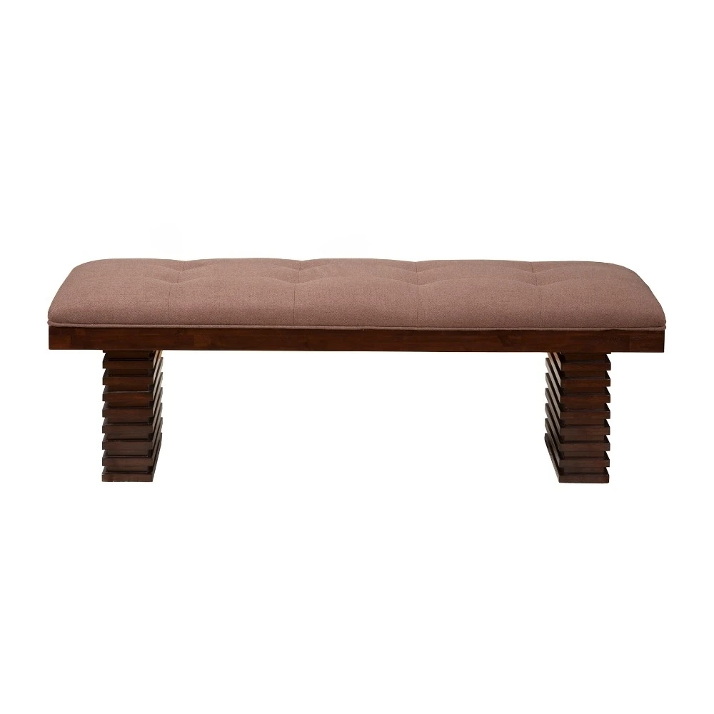 Wooden Dining Bench With Tufted Upholstery Brown | Мебель