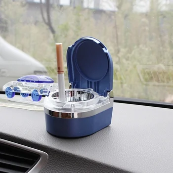 

Portable Car Ashtray Led Lamp Smoke Ash Cylinder Holder Cigar Cigarette Ashtray Truck Auto Interiors Accessories