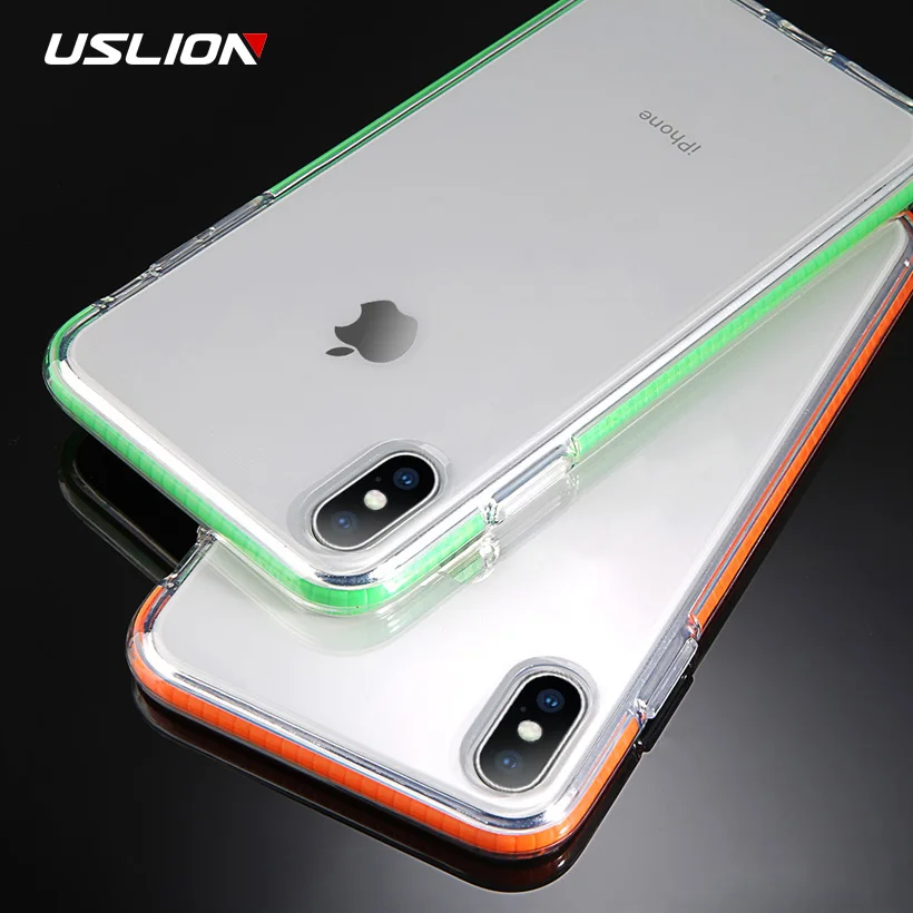 

USLION Shockproof Clear Case for iphone X XR XS MAX 6 6S 7 8 Plus Transparent Silicone Phone Case Soft TPU Protection Full Cover