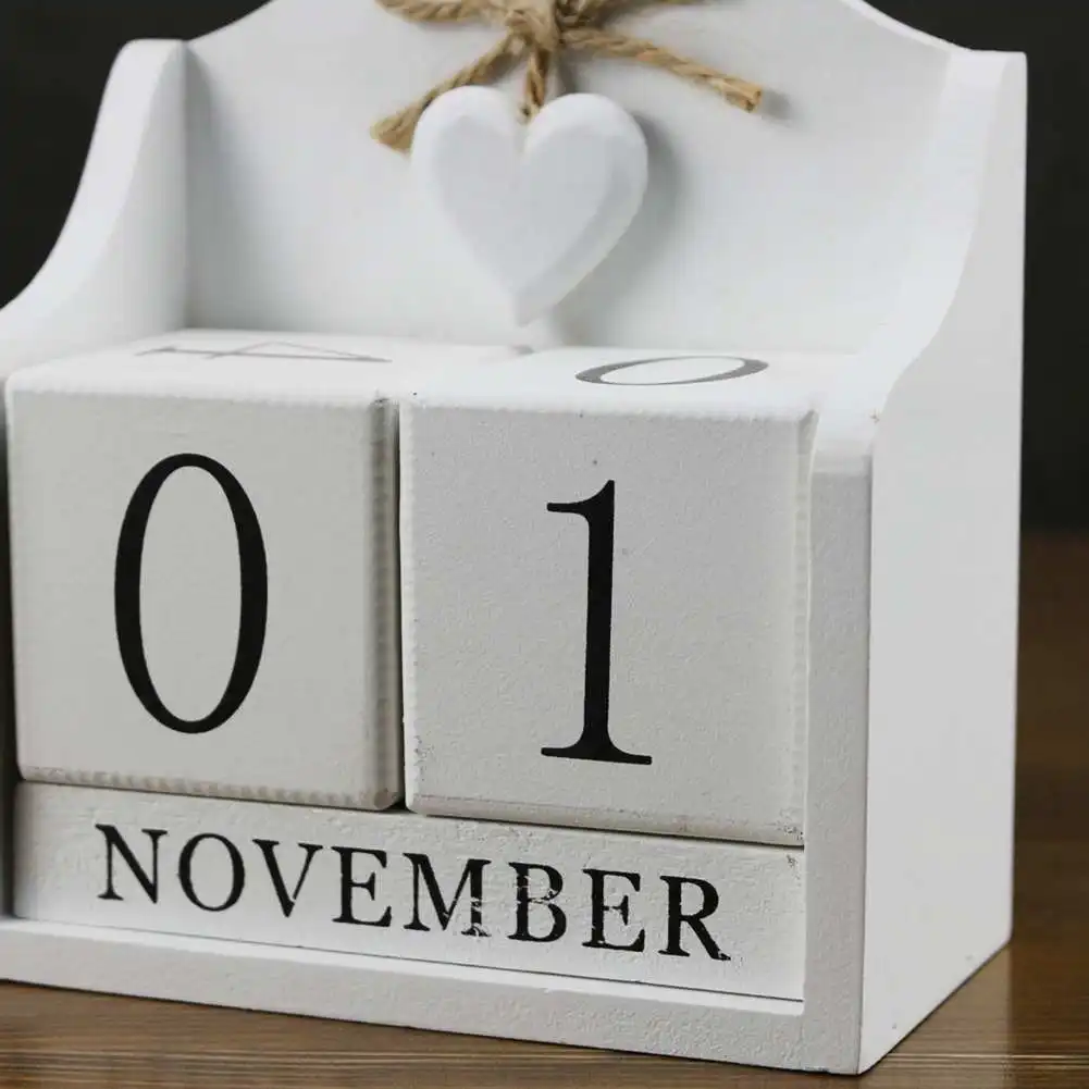  2019 Creative Diy Wood Block Perpetual Calendar Desk Figurines Calendar Wood Calendar Fashion Home 