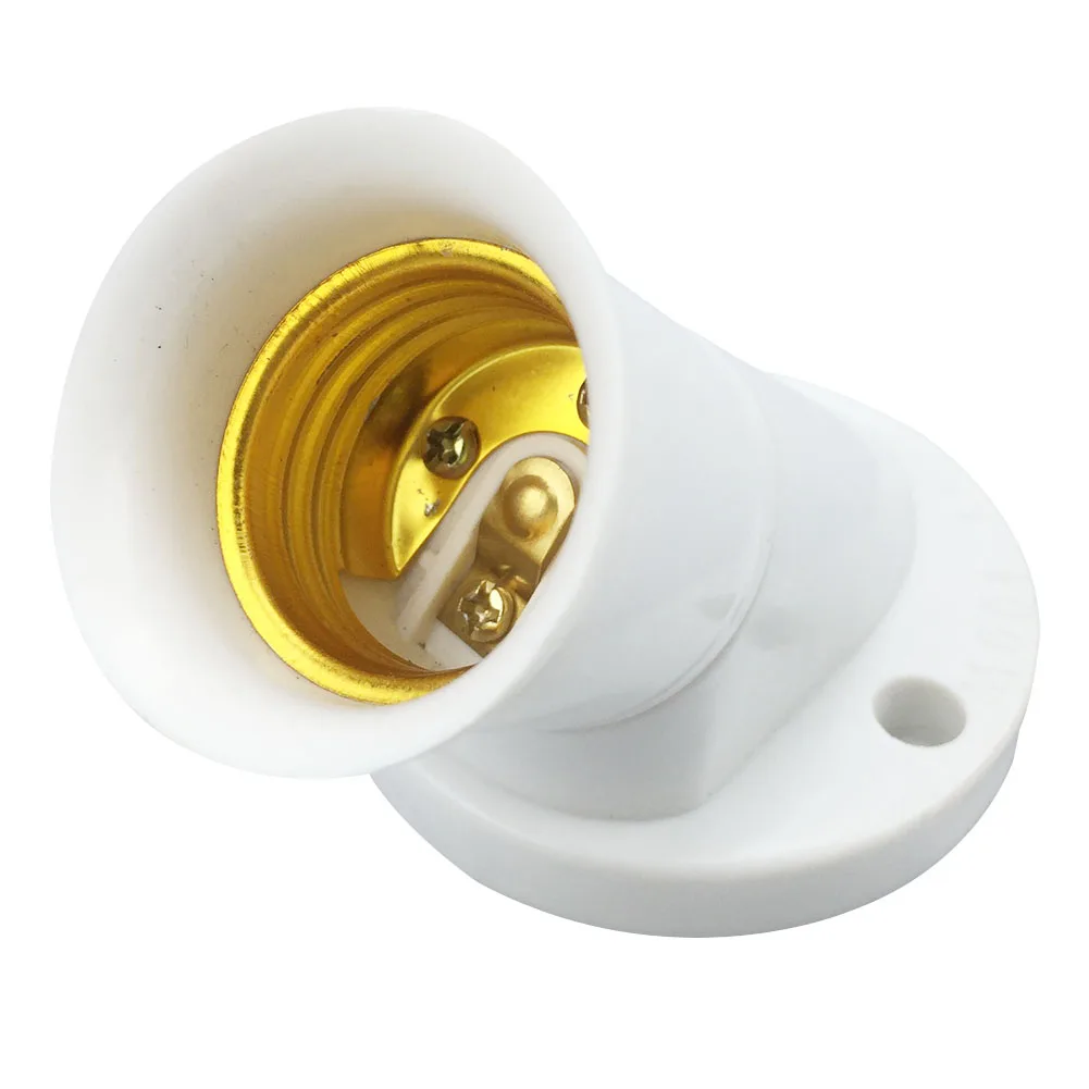 White E27 AC 250V 6A Lamp Base Socket 45 Degree Angle Oblique Screw
