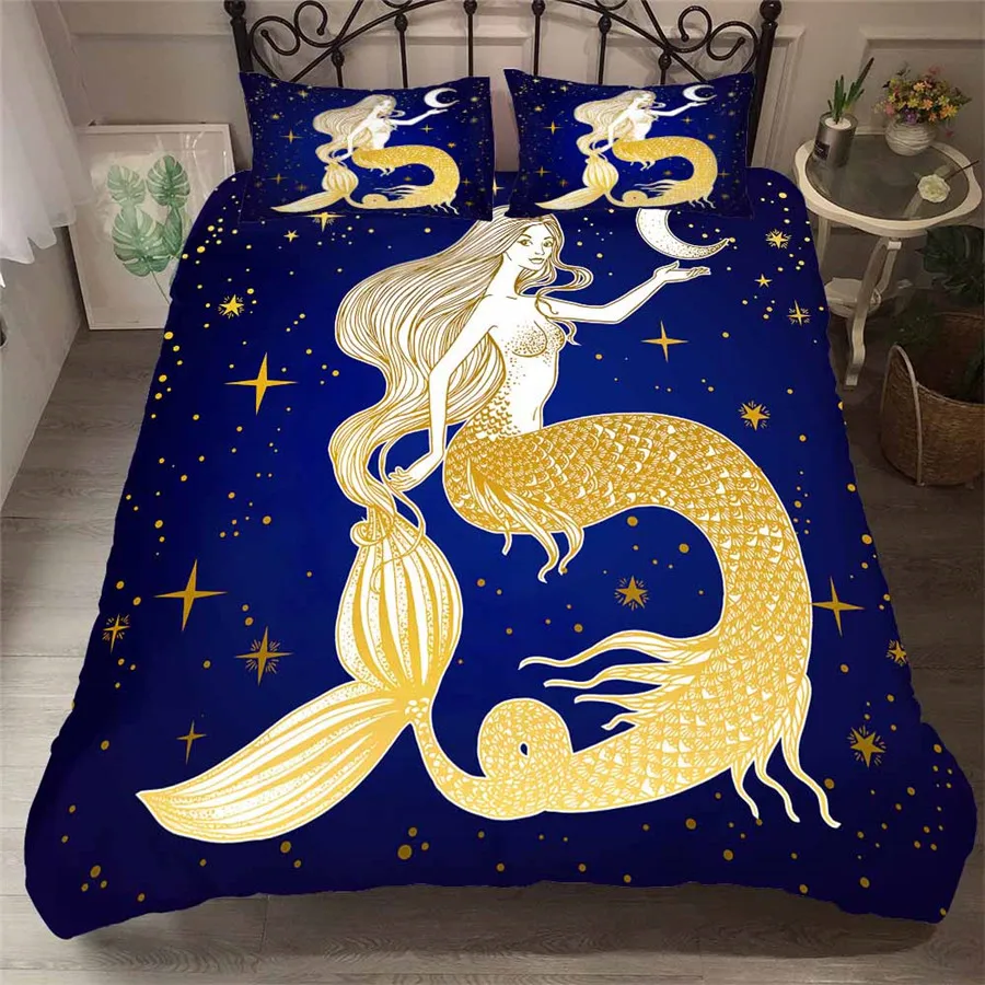 

Bedding Set 3D Printed Duvet Cover Bed Set Sea Mermaid Home Textiles for Adults Lifelike Bedclothes with Pillowcase #MRY18