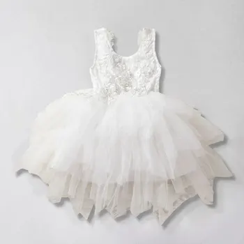 

Hot style lace white girl pompous dress children embroidered princess dress performance Free Shipping DR158
