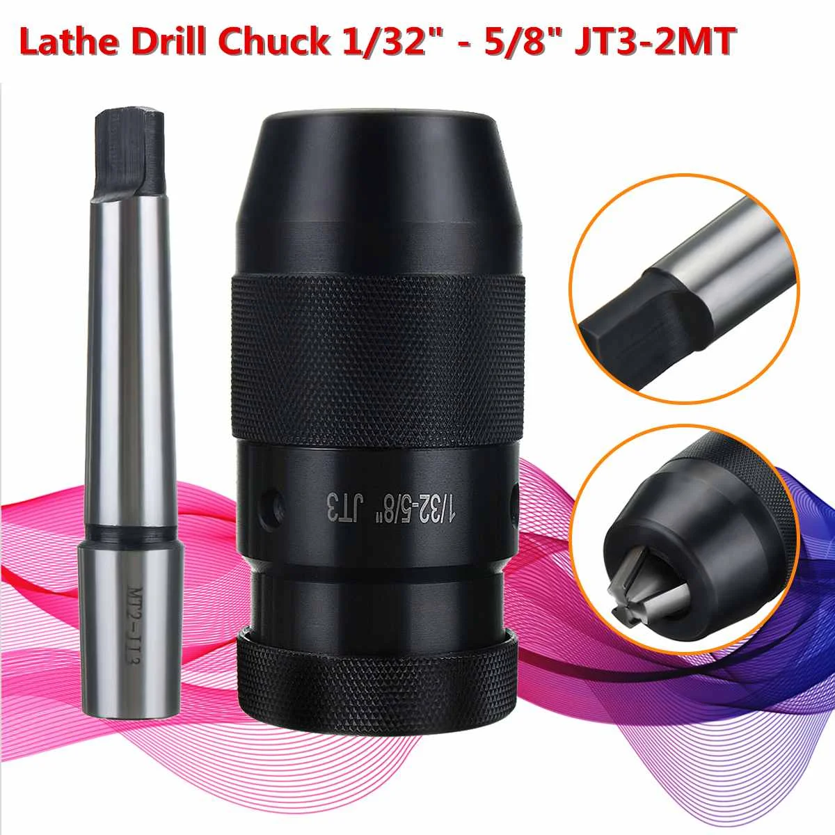 

1/32-5/8" 3JT Pro-Series Keyless Drill Chuck &JT3-MT2 Taper Tanged Arbor CNC 2MT Hand Tool Set