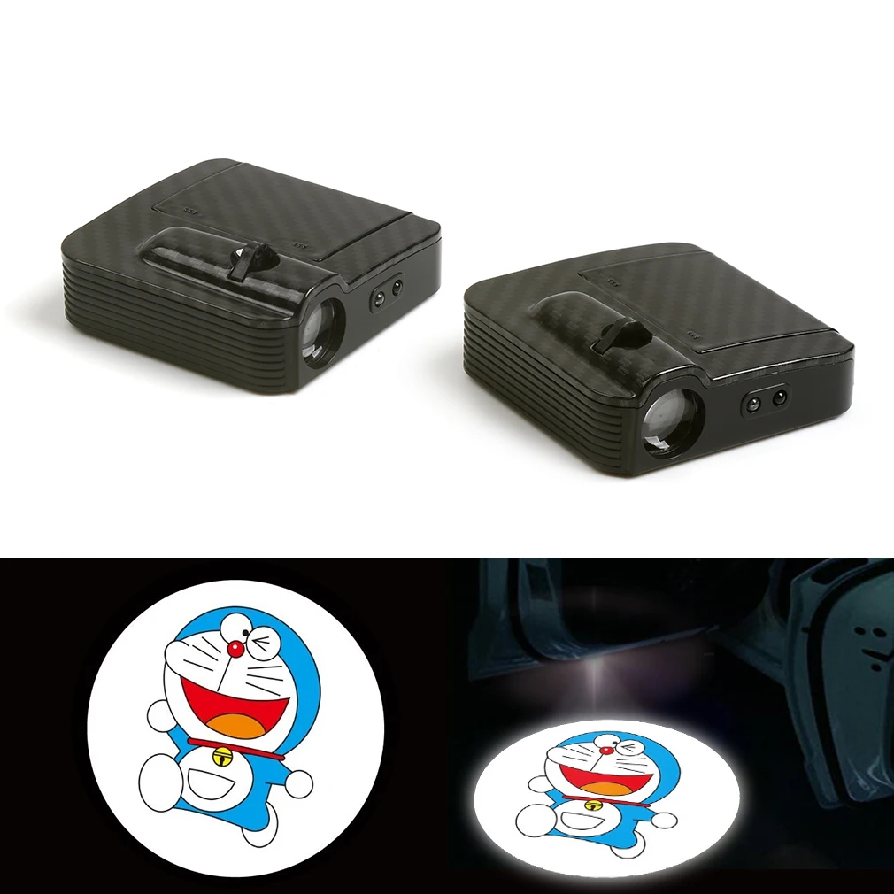 

New Wireless Courtesy Car Fit For Doraemon Cat Logo Door Ghost Shadow Laser Projector Light 12V Pair