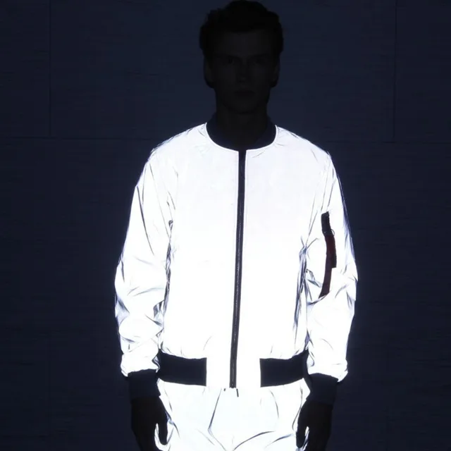 Men full reflective jacket Night reflect light hip hop bomber coats