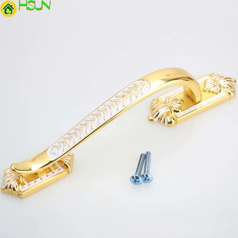 

128mm Modern Fashion Deluxe Furniture Decoration Handles White Kitchen Cabinet Wardrobe Door Handles Gold Dresser Door Pulls 5"