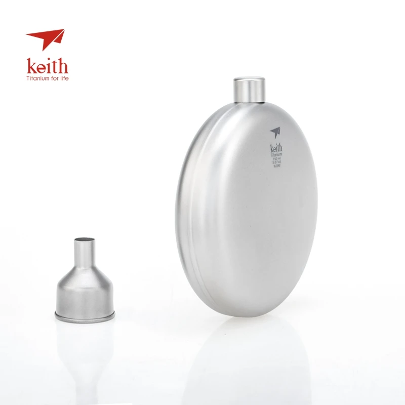 Keith Pure Titanium Hip Flask Flagon With Funnel Drinkware Outdoor Portable Sports Camping Hiking Ti9302