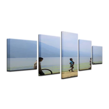 

5 Panel Decor Painted Children Play The Tire Print Poster Canvas Painting For Living Room Wall Art Picture Shipped 24 Hour