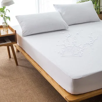 

Solid Waterproof Mattress Pad Cover Bed Elastic Dust Mite Mattress Cover Protector Colchon Machine Washable Breathable Bed 45