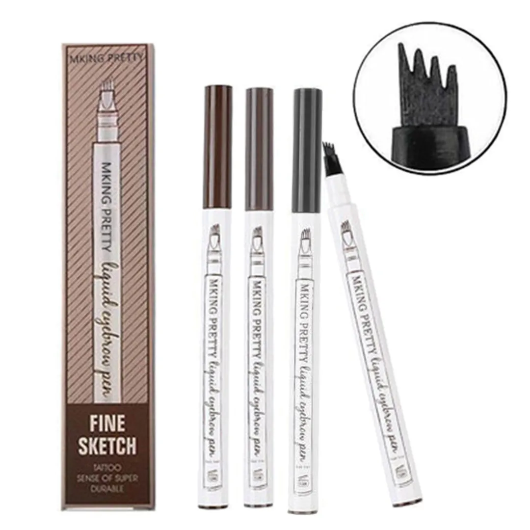 

4 Colors Microblading Eyebrow Tattoo Pen 4 Head Fine Sketch Liquid Eyebrow Pencil Waterproof Tattoo Eye Brow Pen