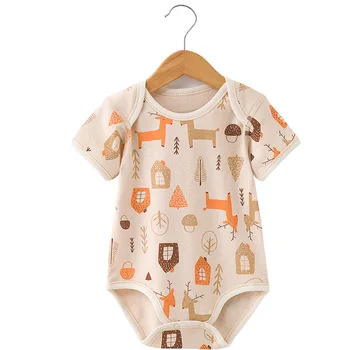 

2019 New Baby Cartoon Bodysuits Summer Short Sleeve Baby Climbing Clothes Pure Cotton Print Animal Jumpsuit For Baby Boys Girls