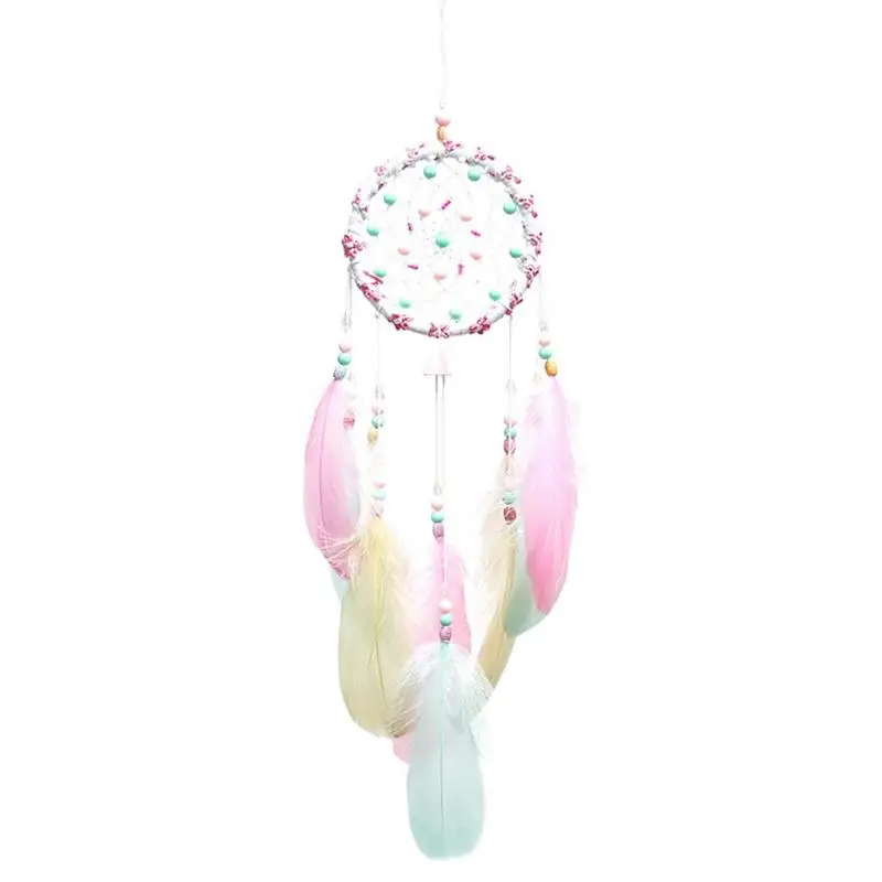 

Pink Feather Dream Catcher Net Beads Dreamcatcher Home Car Hanging Decor