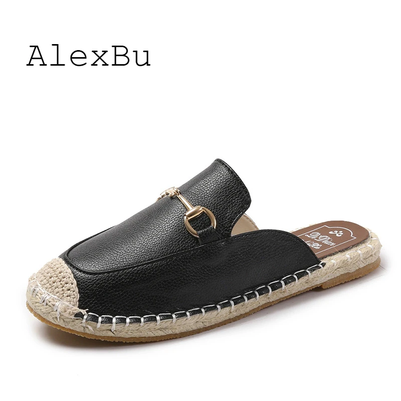

Alexbu 2019 Women Leather Shoes Woman Autumn Slippers Breathable Casual Flat Shoes Women's Comfortable High Quality Luxury Brand