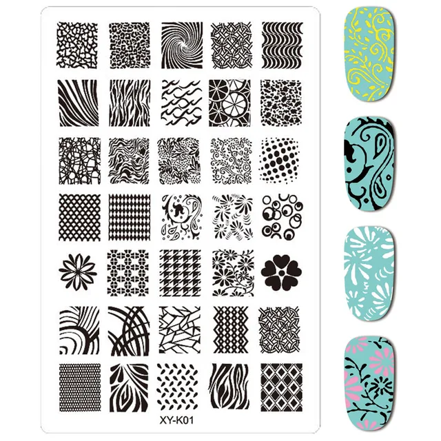 kimcci 30pcs xy k nail stamping plates lace flower animal plastic lace templates