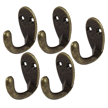 

Clothes Hat Coat Robe Hanging Metal Single Hook Wall Door Hangers 5pcs