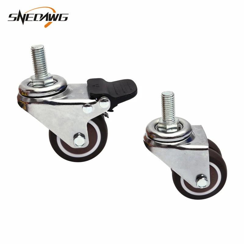 2pcs TPE Furniture Caster Super Mute Double Wheel 1.5/2inch Swivel Thread Type for Cabinet Desk Baby Cradle | Обустройство дома
