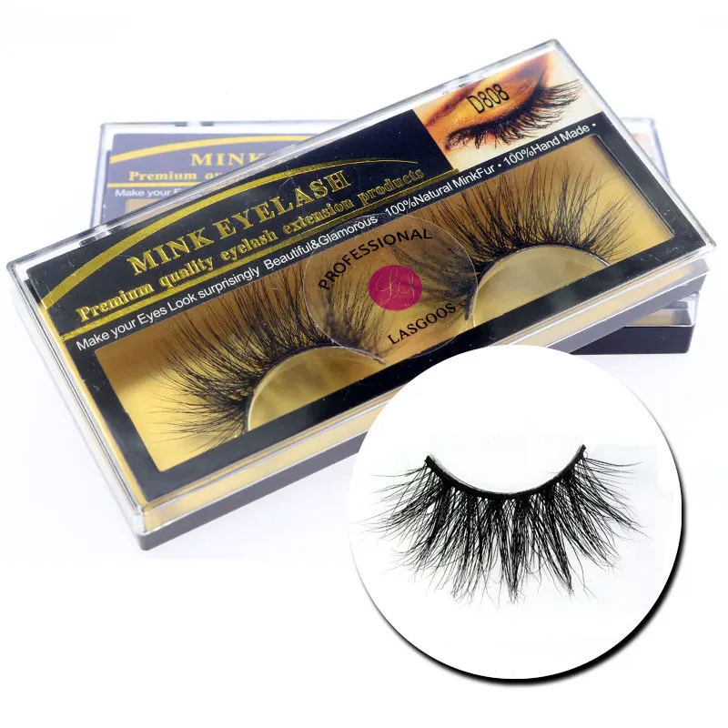 

LASGOOS Thin Cross Style D808 Mink Hair 24mm Natural Long False Eyelashes Lashes Party Artistic Eye Lashes Extension Lines