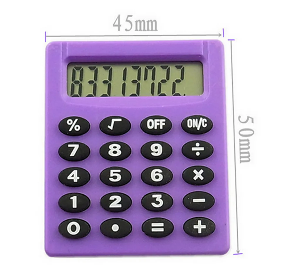 Карманный мультипликационный мини-калькулятор карманный Карманный Монетный калькулятор на батареях серебристый, синий, зеленый, розовый, фиолетовый