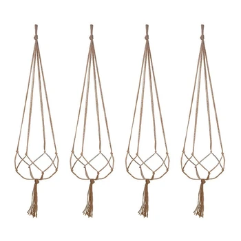 

120cm String Net Decor Durable Jute Boho Macrame Natural Style Basket Flower Hanger Plant Display for Decoration