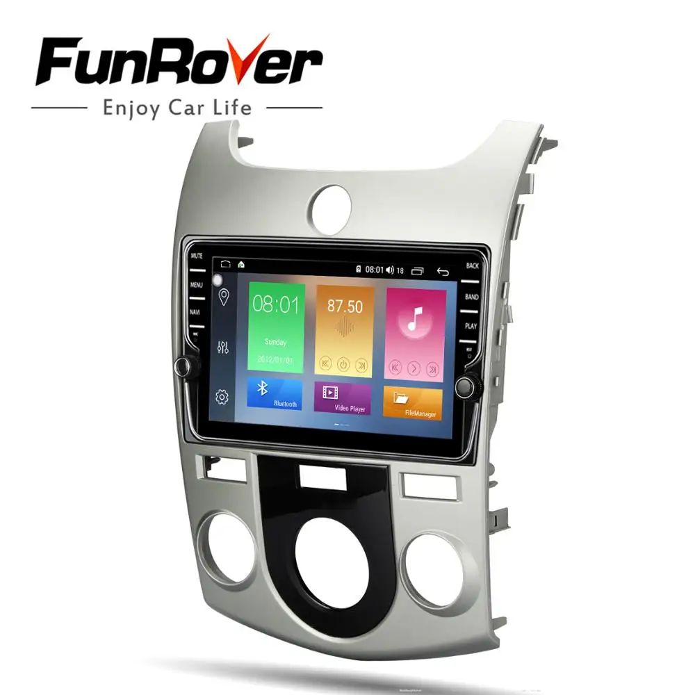 Discount Funrover Android 9.0 car dvd gps multimedia player For KIA Cerato 2008-2013 dvd navigation radio video audio player no car 2 din 3