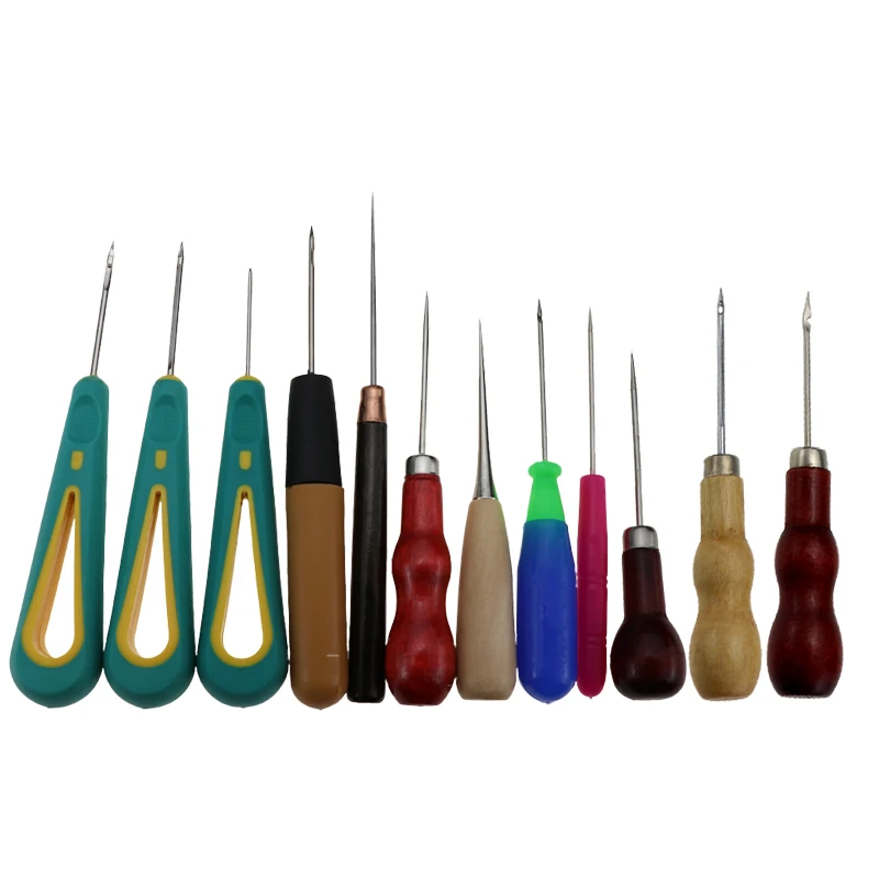 

Canvas Leather Sewing Shoes Wood Handle Tool Awl Hand Stitching Taper Leathercraft Needle Tool Kit Craft Sewing Supplies