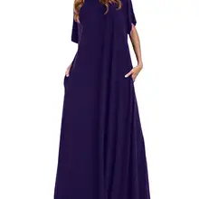 ZANZEA женское длинное платье макси, повседневное свободное платье с рукавом до локтя размера плюс, однотонное элегантное облегающее платье с круглым вырезом, Vestidos