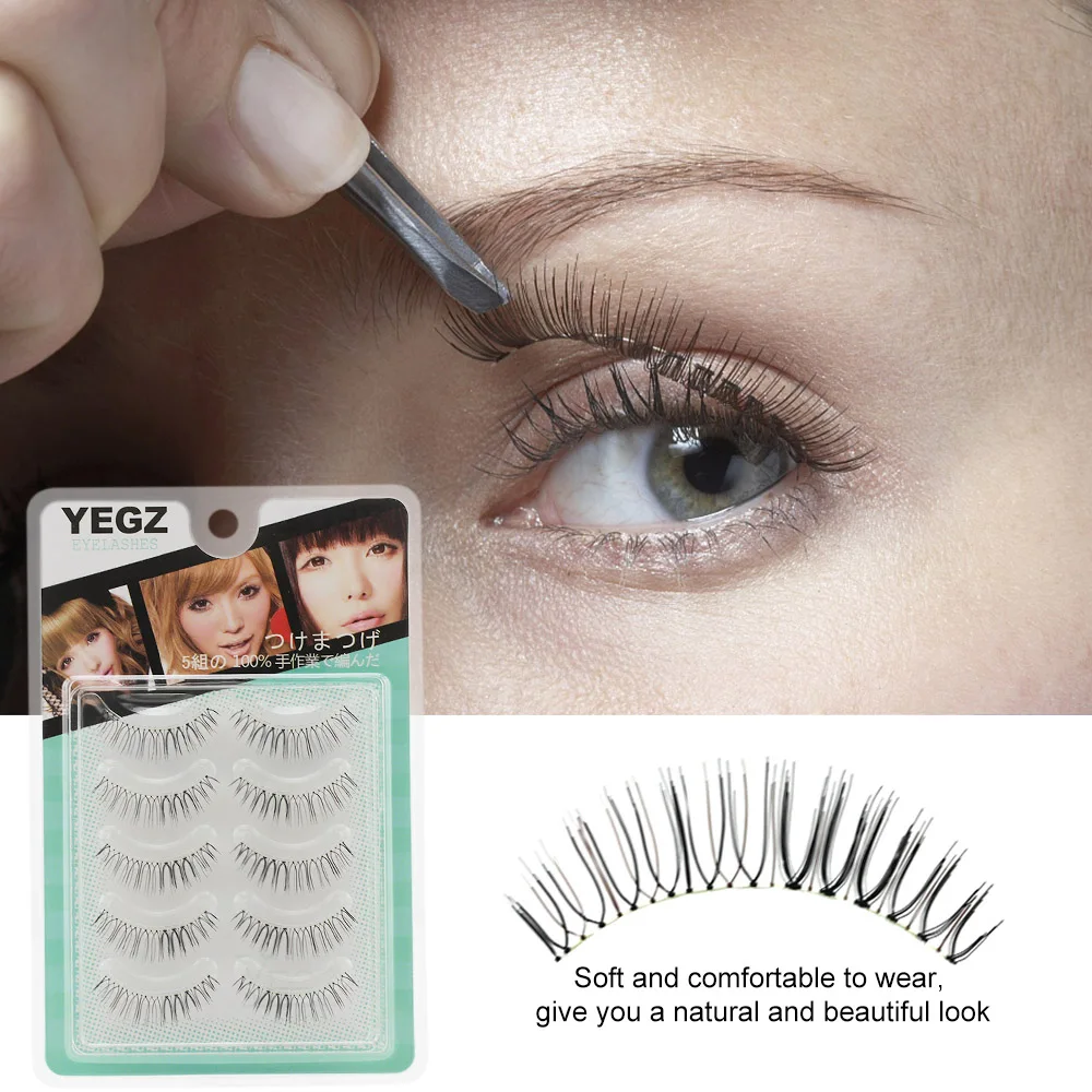 

YEGZ 5 Pairs Fake Eyelashes Reusable 3D Handmade Crisscross False Lashes Set Natural Soft and Comfortable