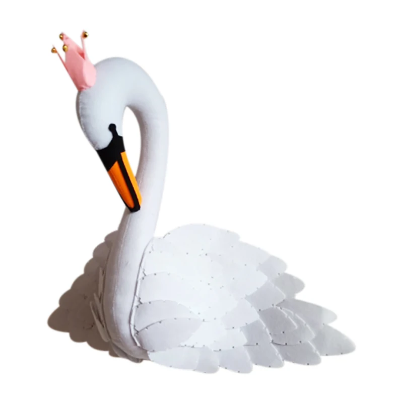 

Animals Swan Head Wall Mount Stuffed Plush Toys Bedroom Decoration Felt Artwork Wall Hanging Dolls Photo Props